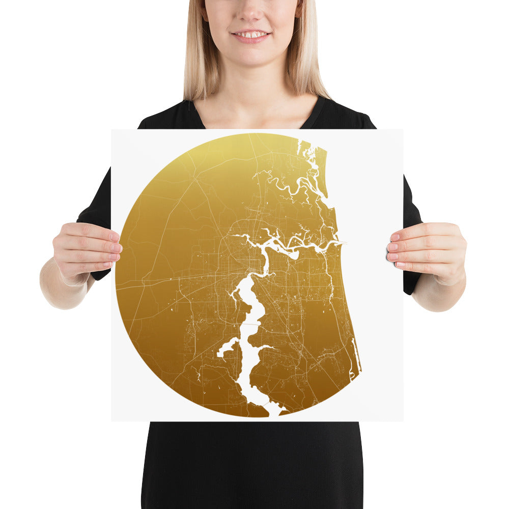 Jacksonville Gold on White Paper Map