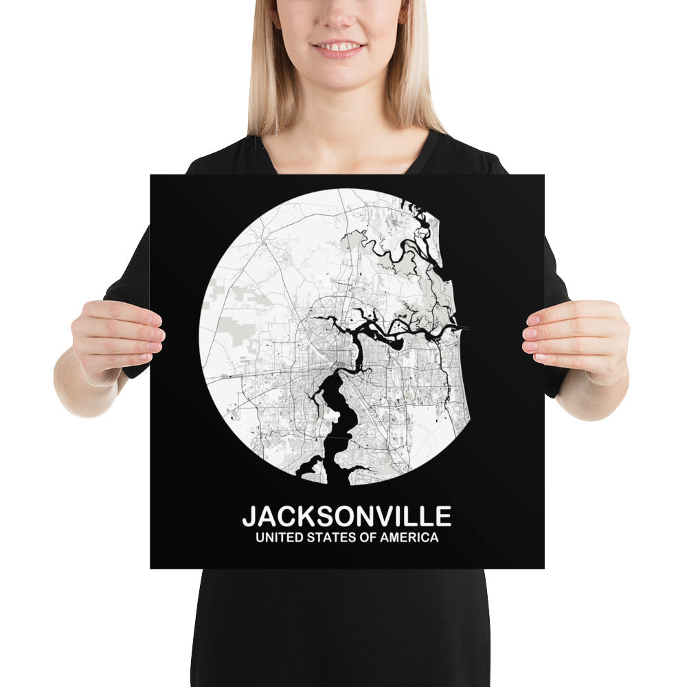 Jacksonville Circular White Paper Map