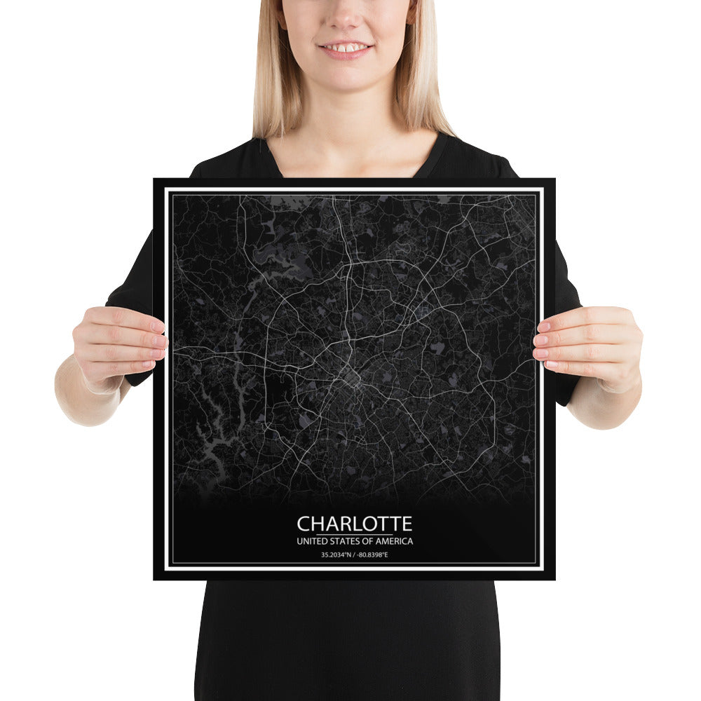 Charlotte Black Paper Map