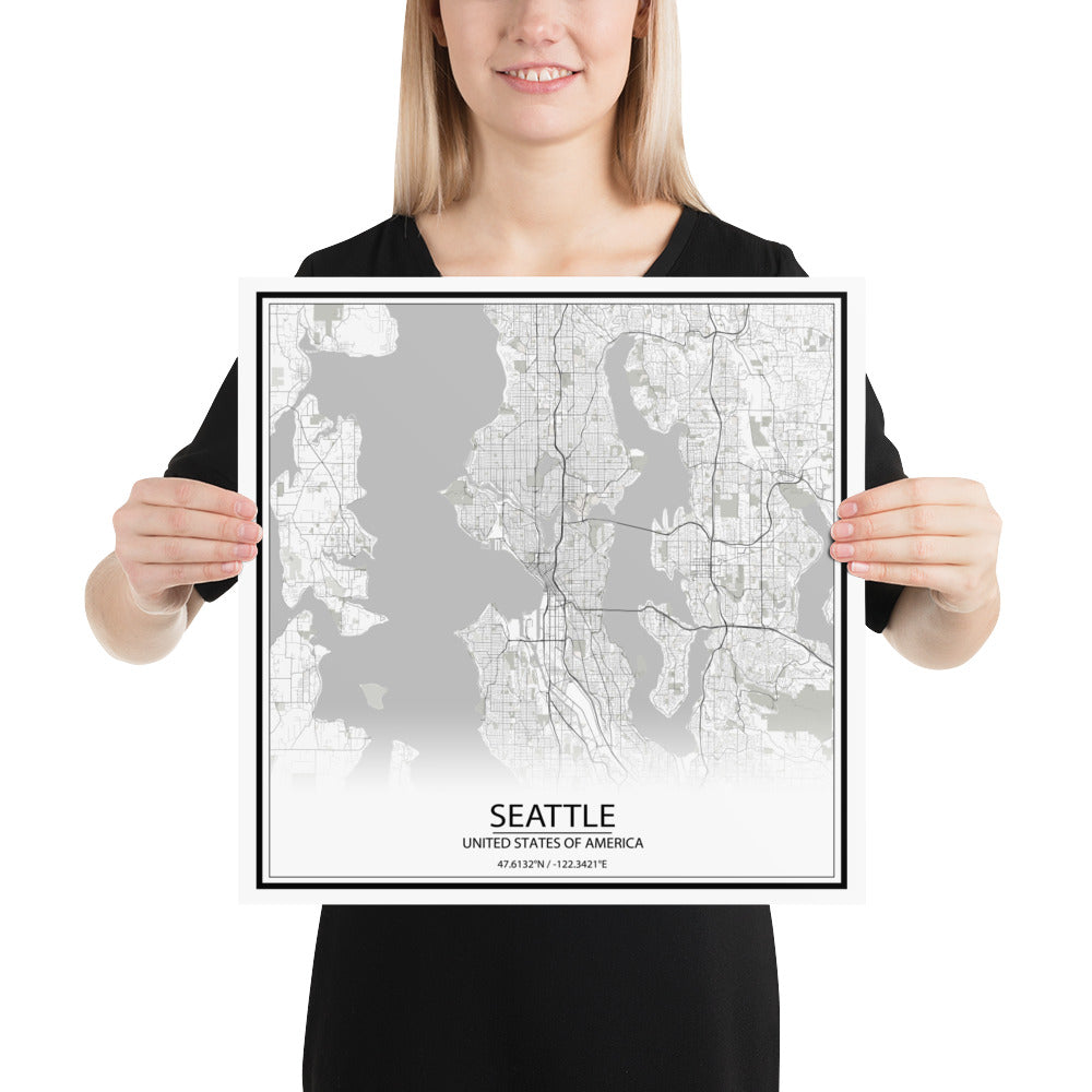 Seattle White Paper Map