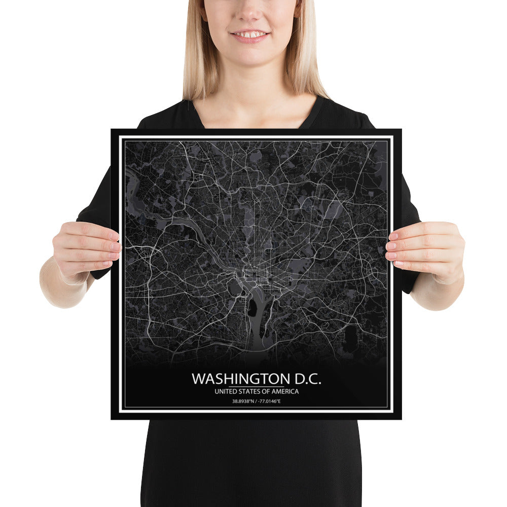 Washington, D.C. Black Paper Map