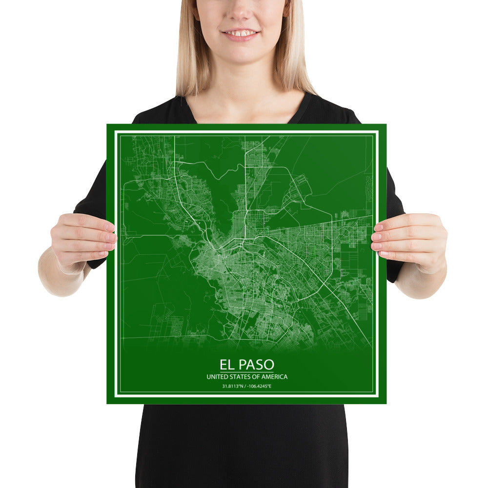 El Paso Green and White Paper Map