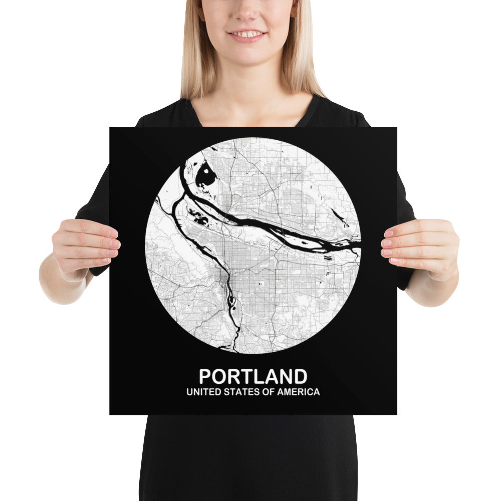 Portland Circular White Paper Map