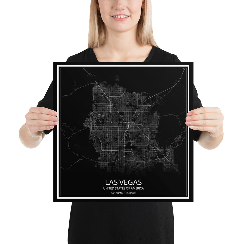 Las Vegas Black Paper Map