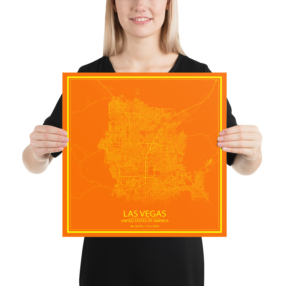 Las Vegas Orange and Yellow Paper Map