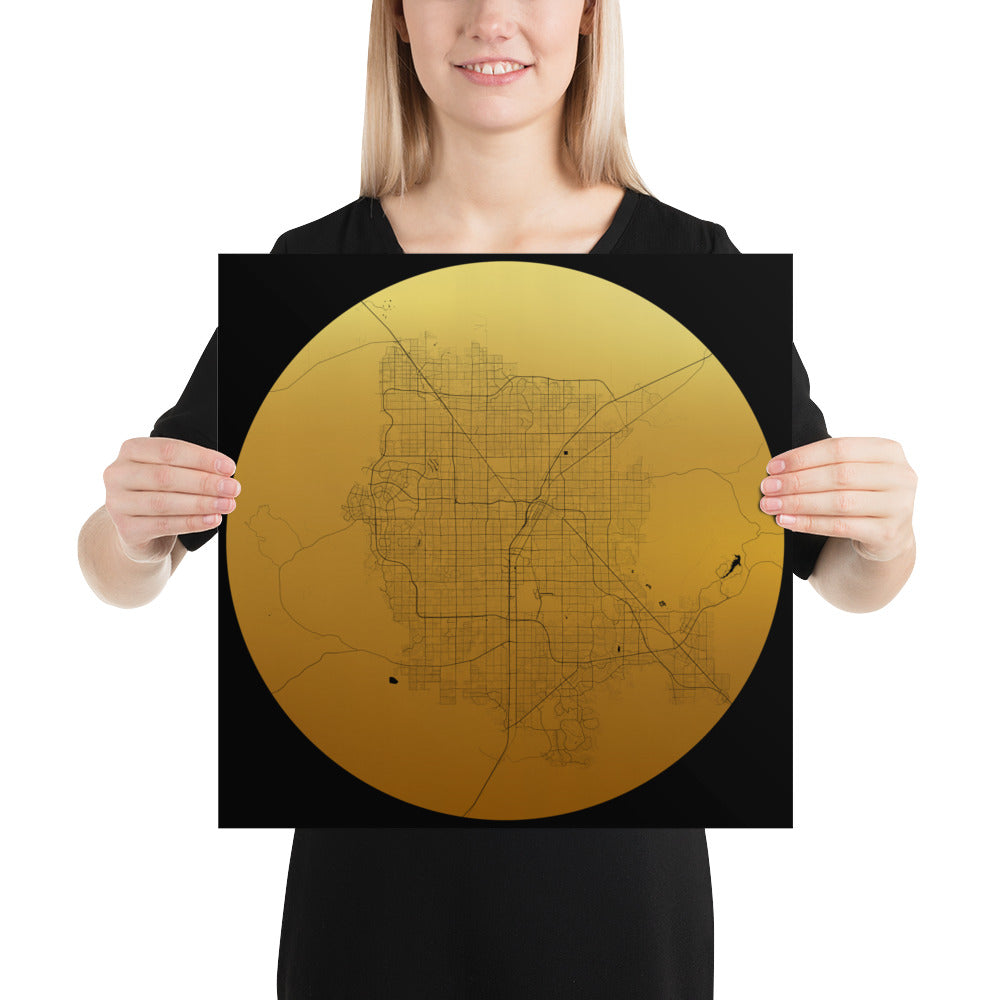 Las Vegas Gold on Black Paper Map