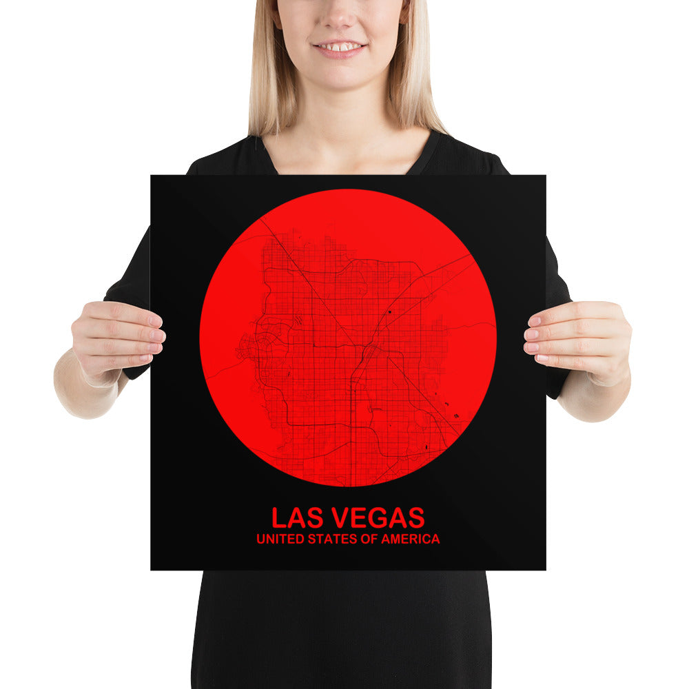 Las Vegas Circular Red Paper Map