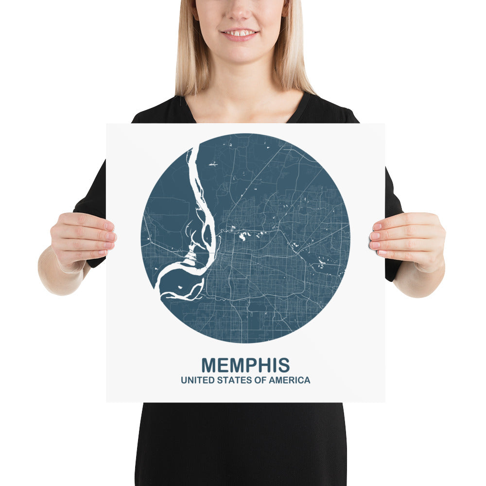 Memphis Circular Blue Paper Map