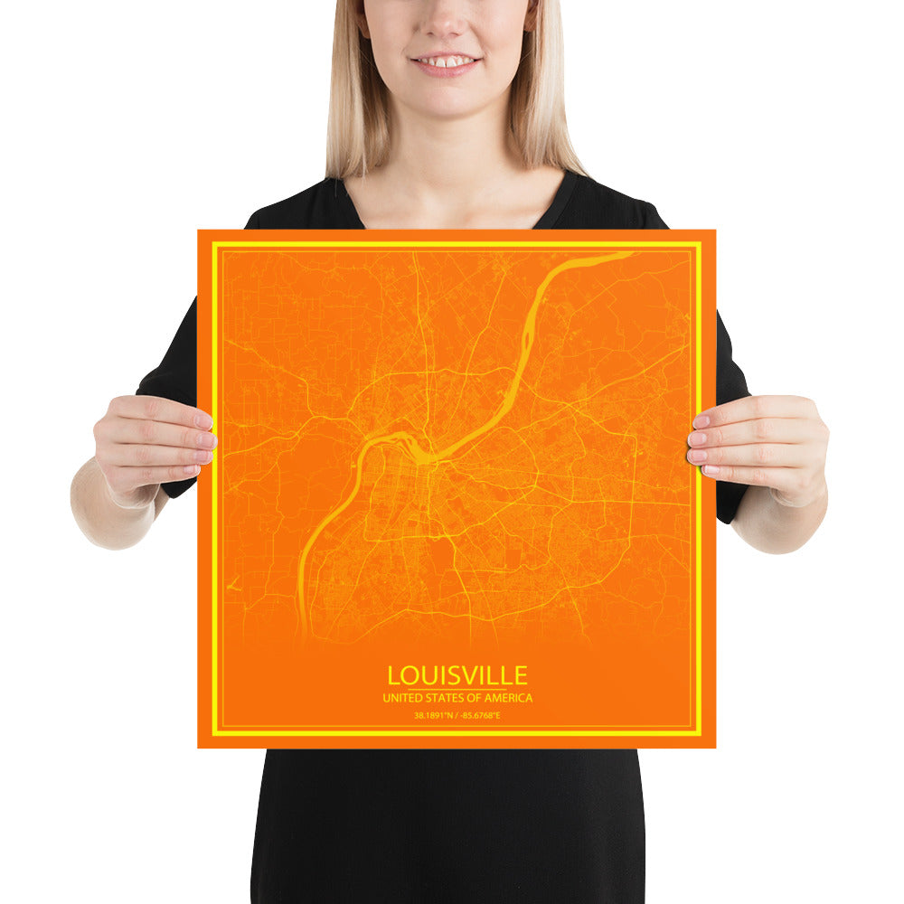 Louisville Orange and Yellow Paper Map