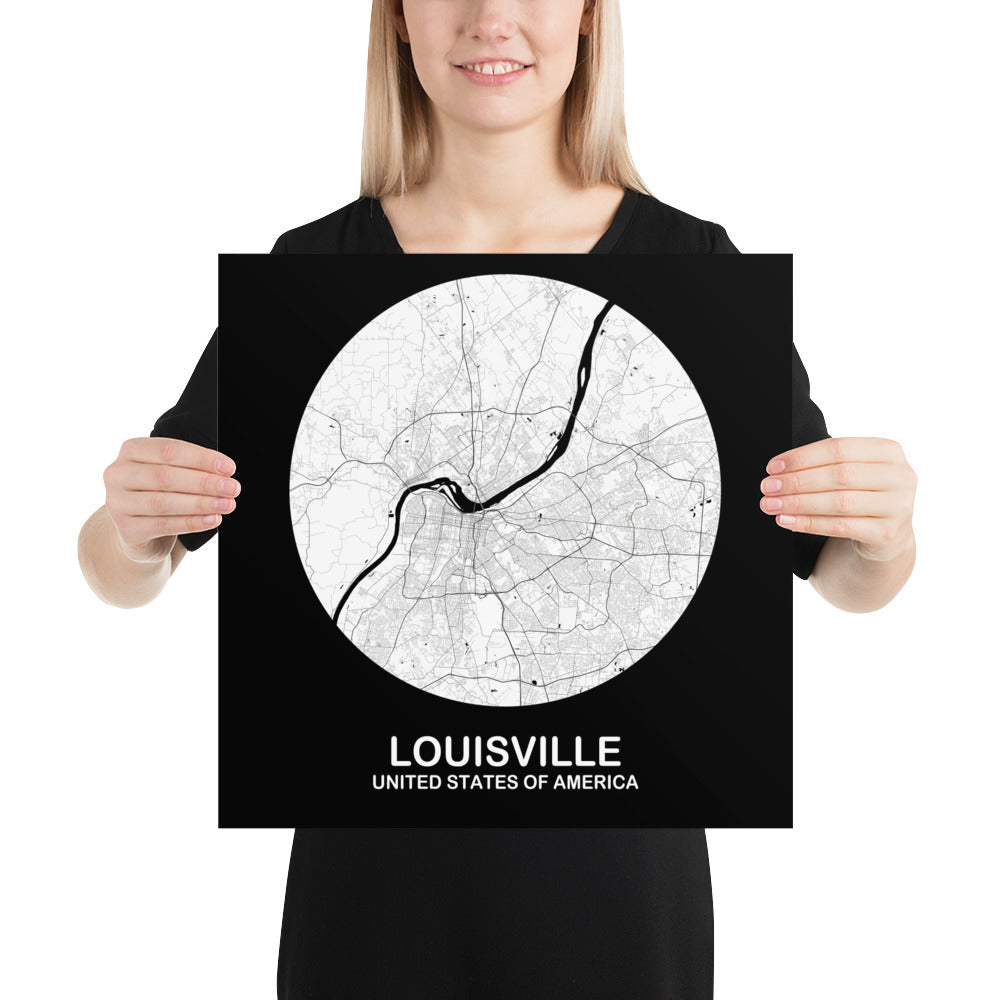 Louisville Circular White Paper Map