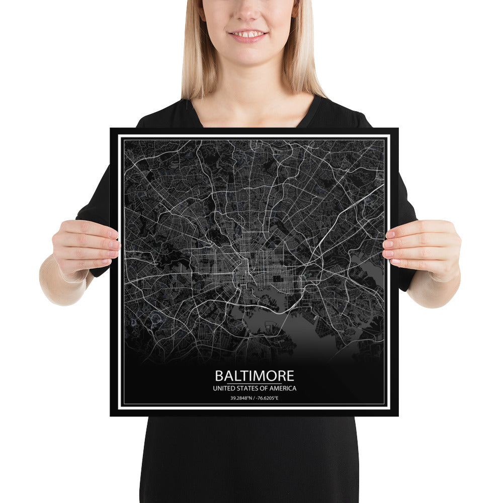 Baltimore Black Paper Map