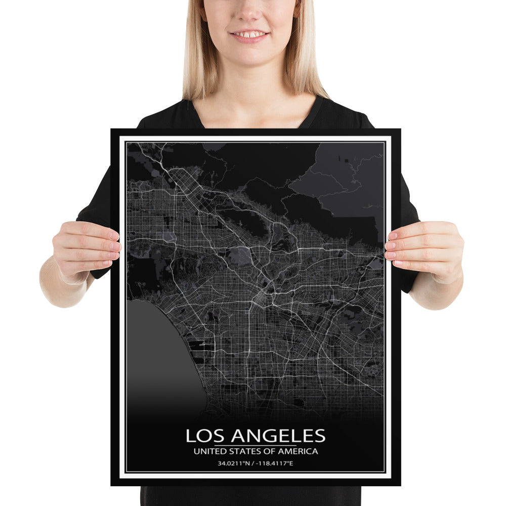 Los Angeles Black Paper Map