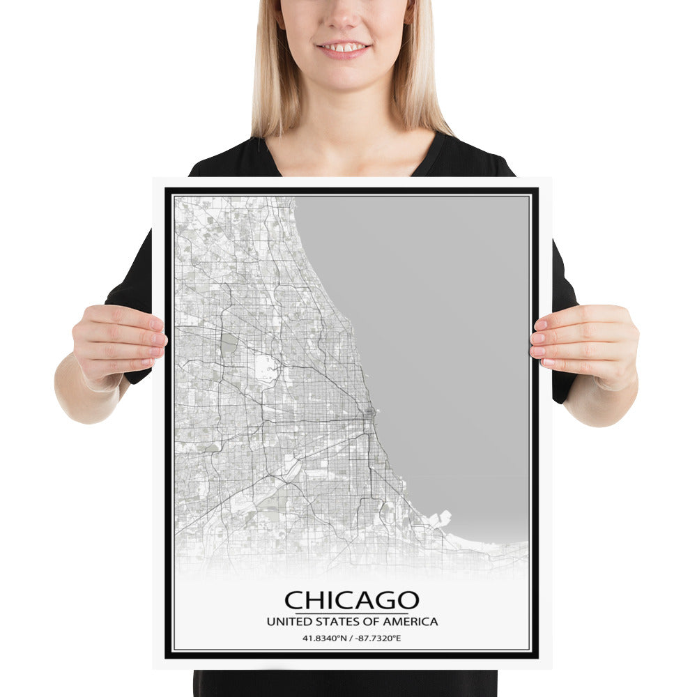 Chicago White Paper Map