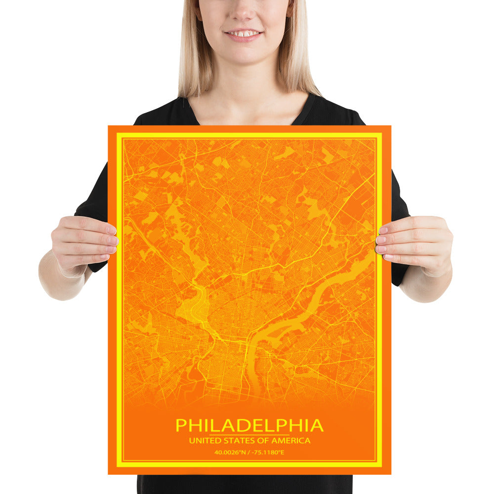 Philadelphia Orange and Yellow Paper Map