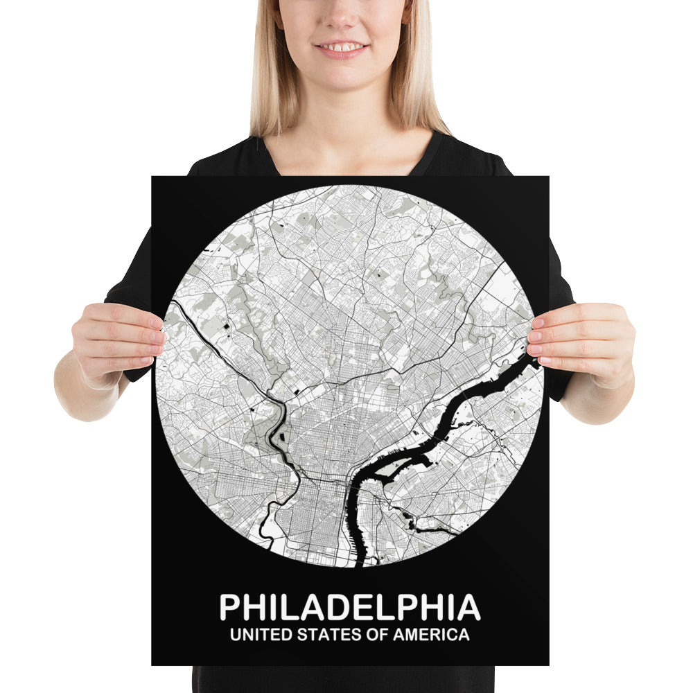 Philadelphia Circular White Paper Map