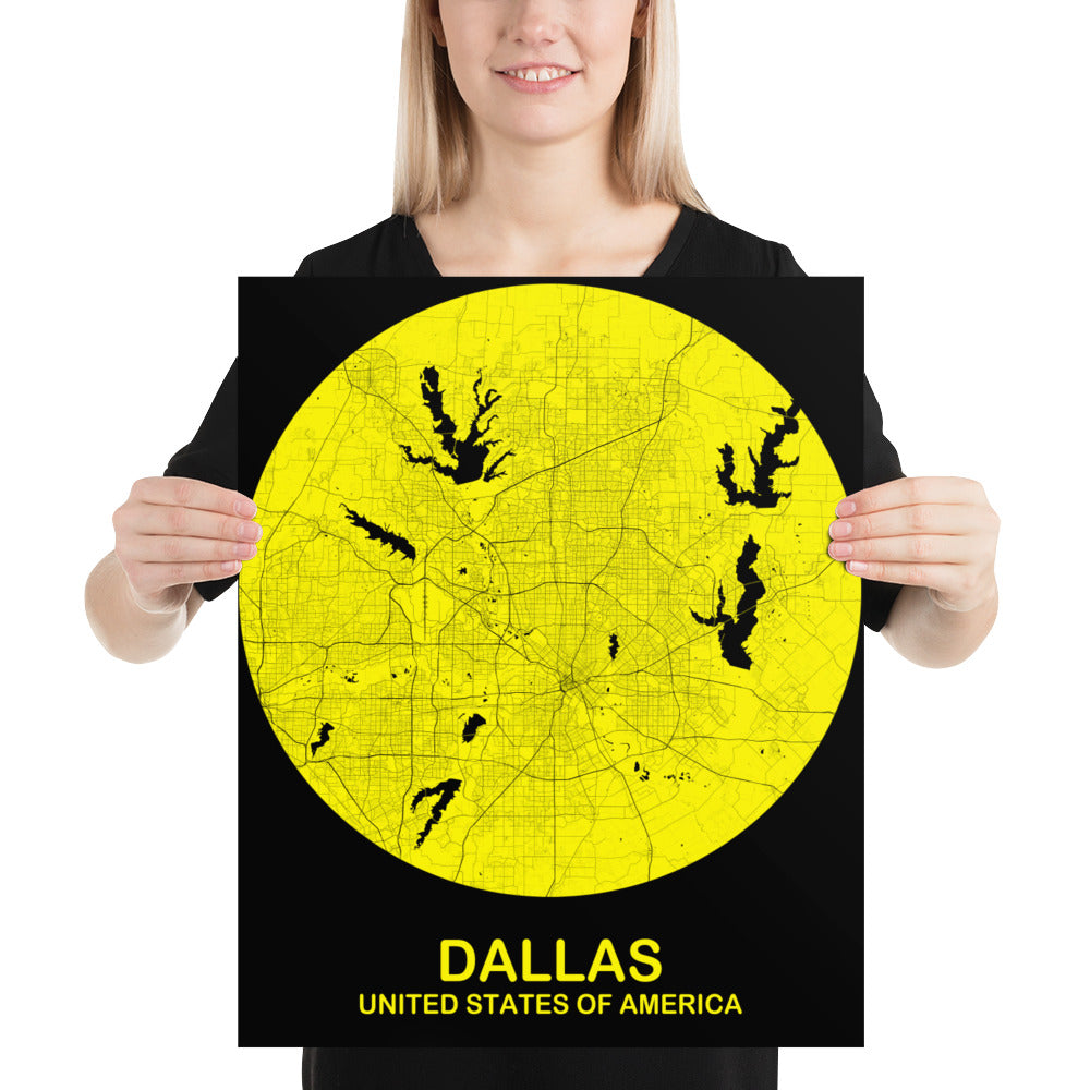 Dallas Circular Yellow Paper Map