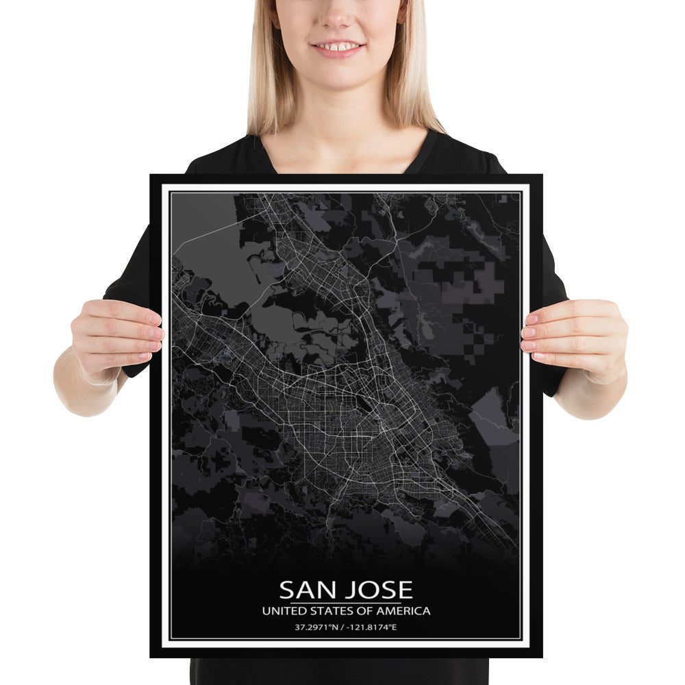 San Jose Black Paper Map