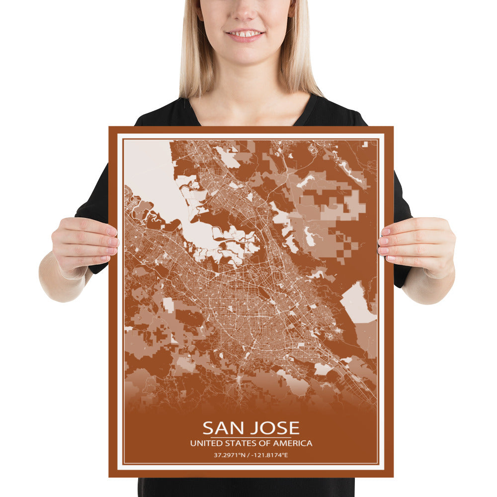 San Jose Brown and White Paper Map