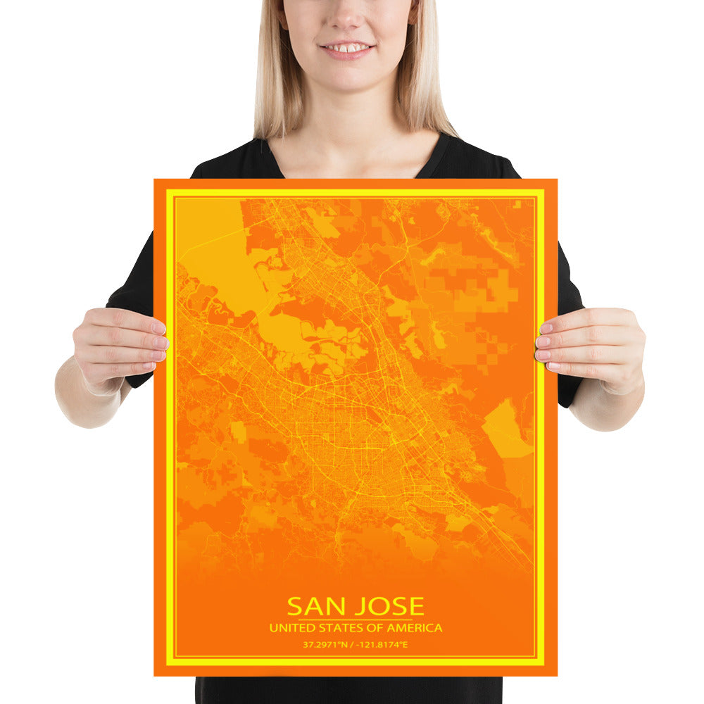 San Jose Orange and Yellow Paper Map