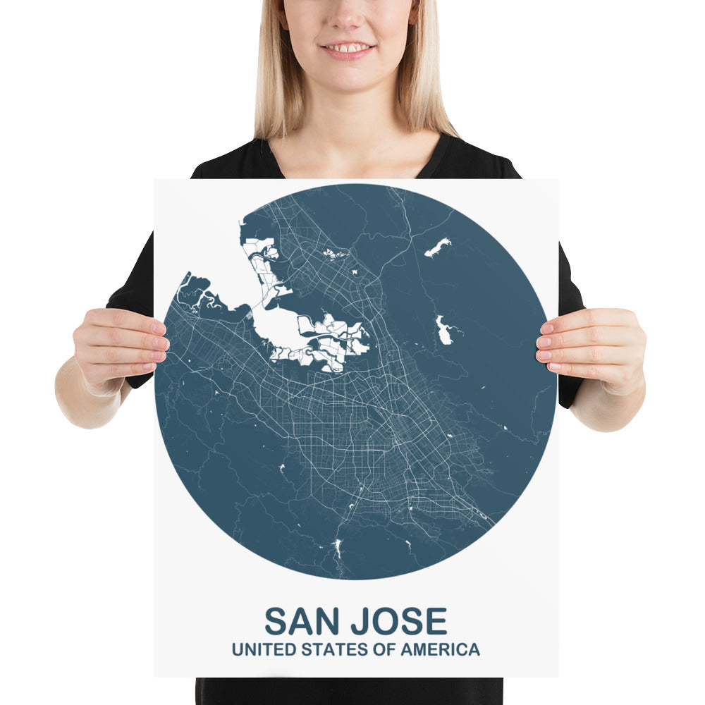 San Jose Circular Blue Paper Map