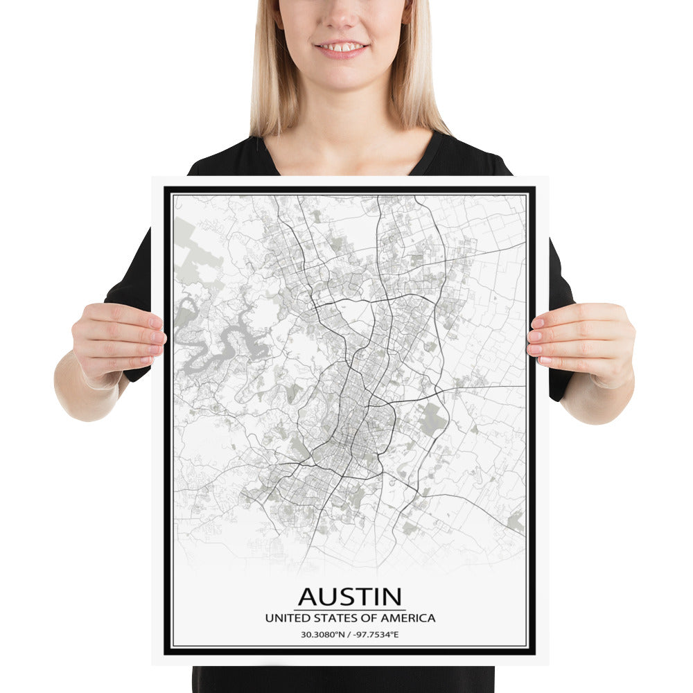 Austin White Paper Map