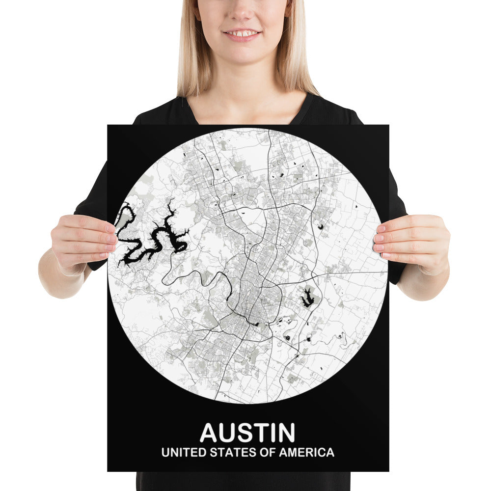 Austin Circular White Paper Map