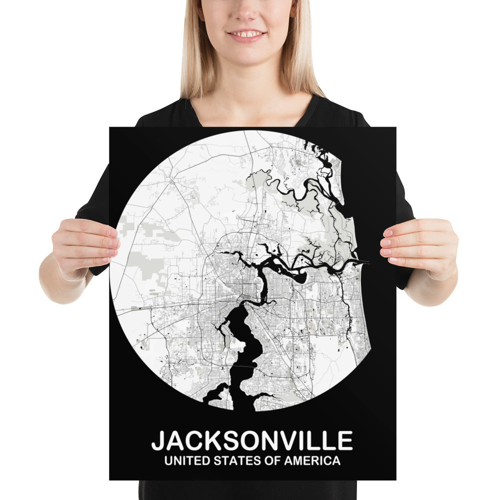 Jacksonville Circular White Paper Map