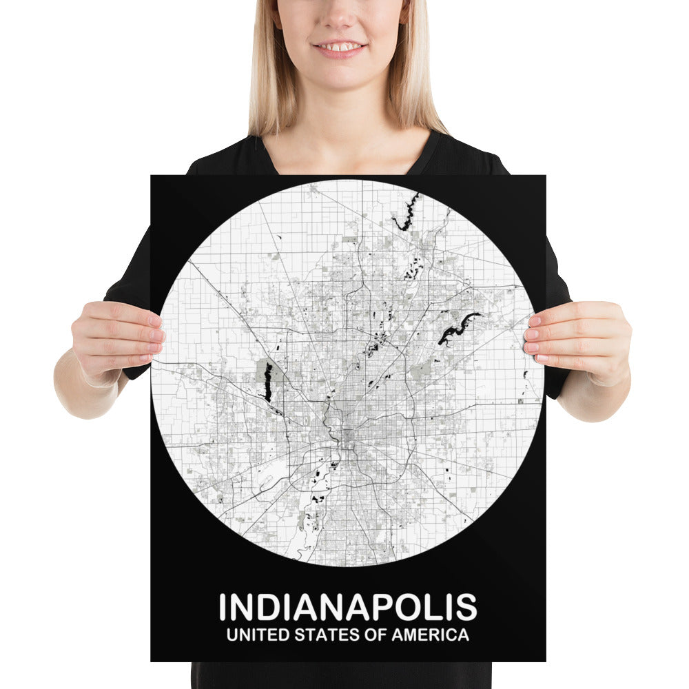 Indianapolis Circular White Paper Map