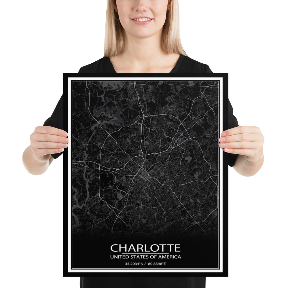 Charlotte Black Paper Map