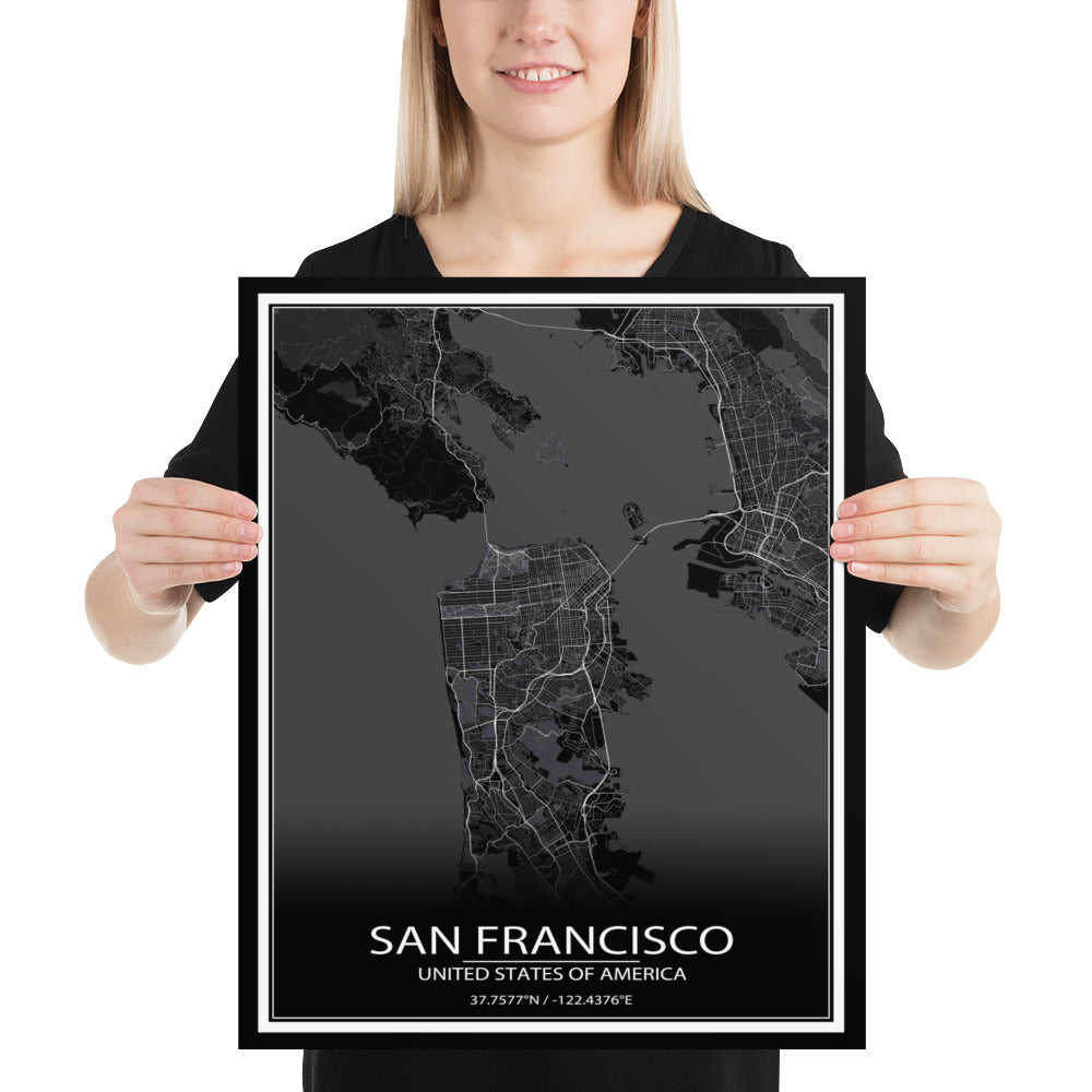 San Francisco Black Paper Map