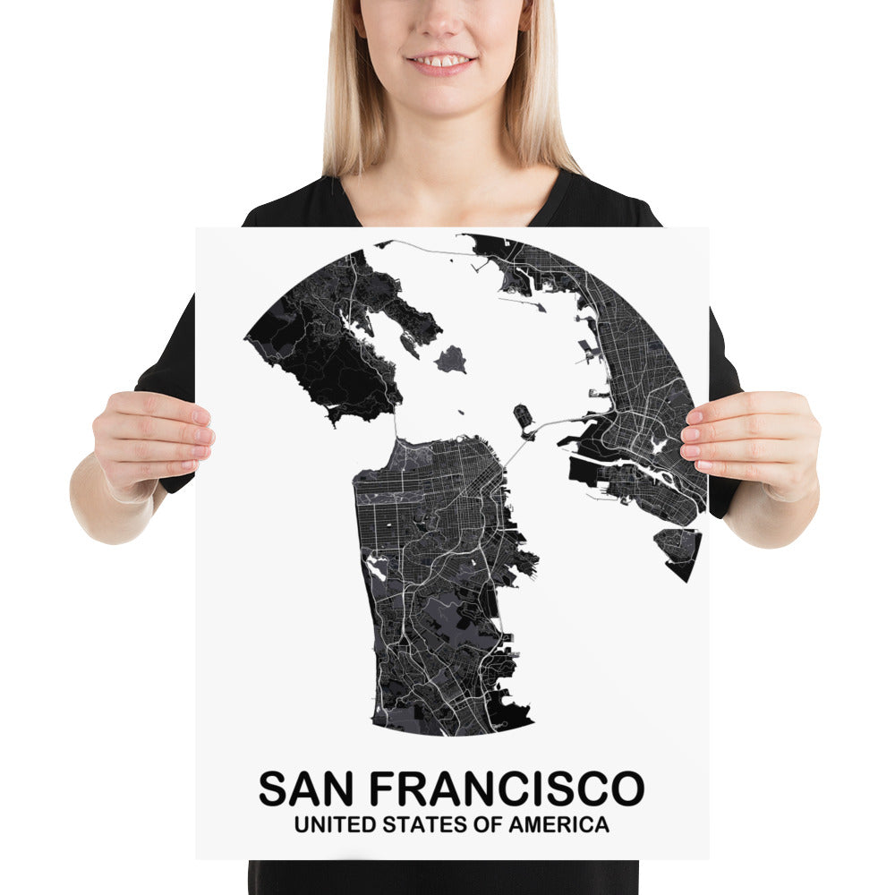 San Francisco Circular Black Paper Map