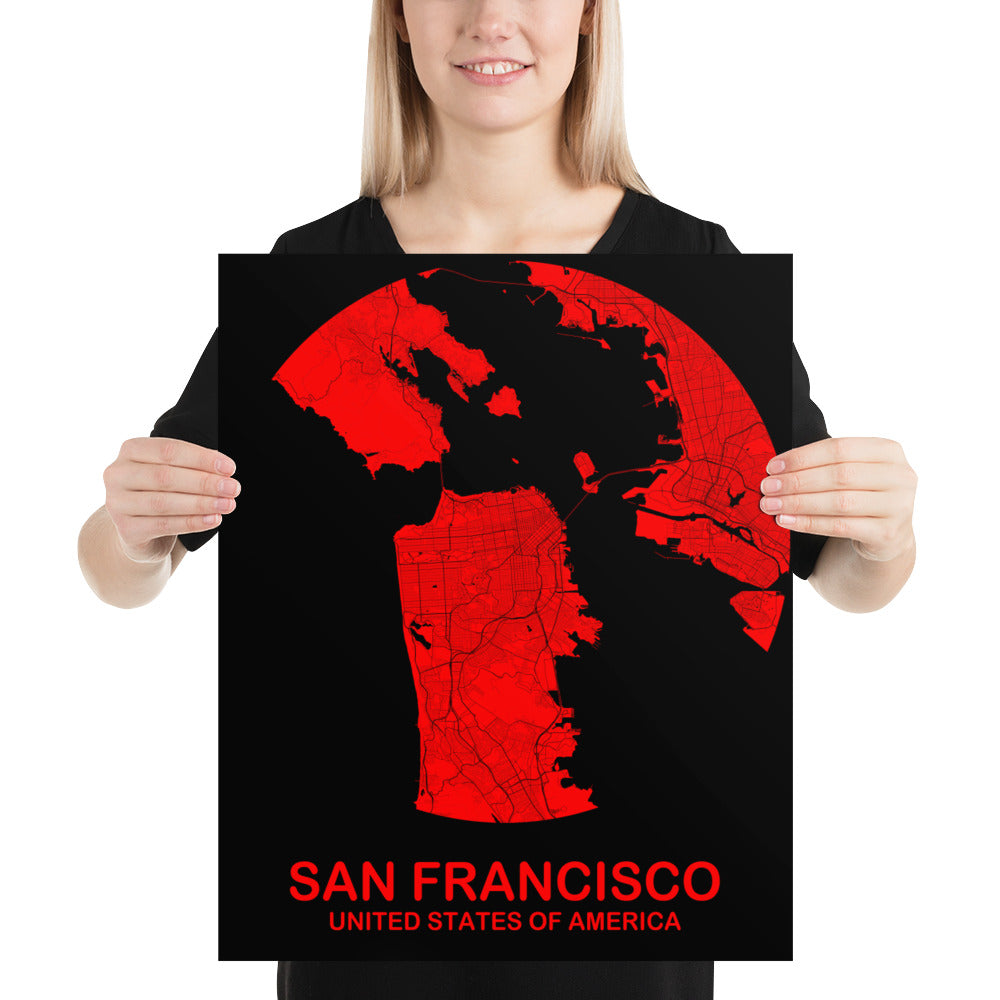 San Francisco Circular Red Paper Map