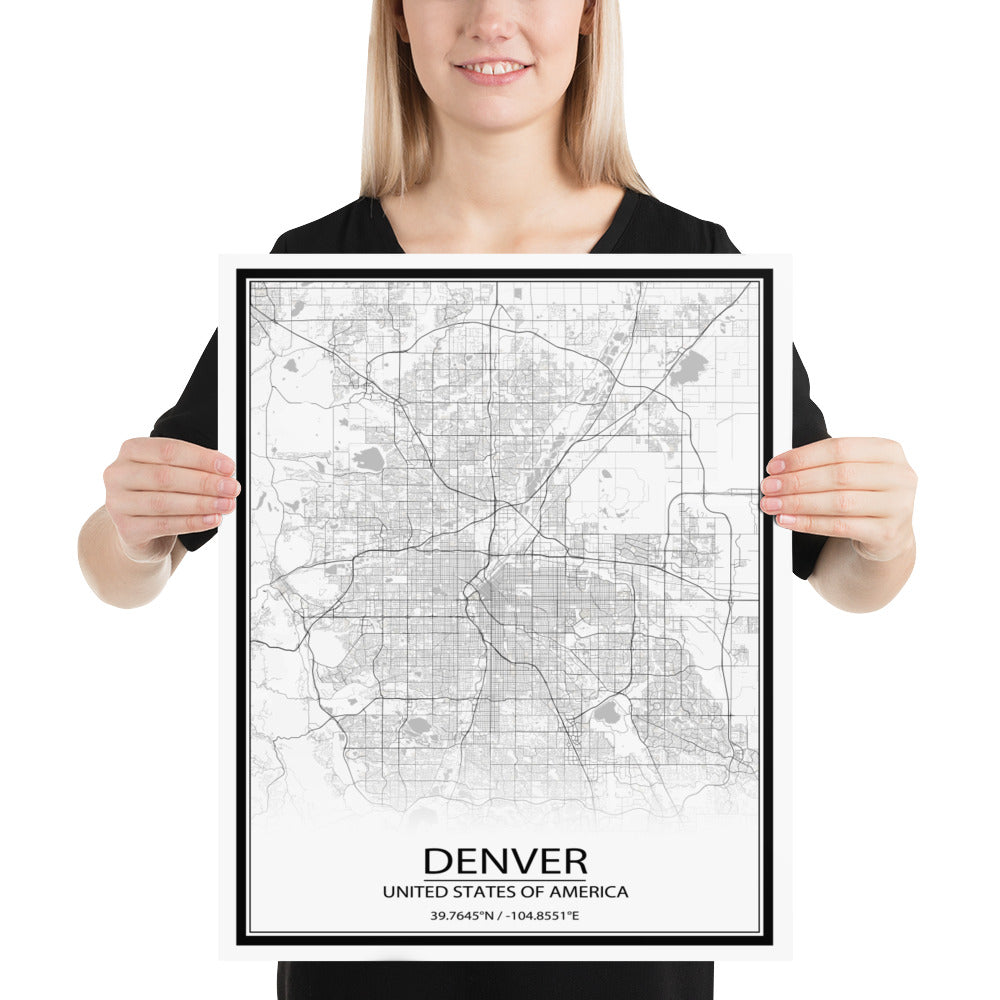 Denver White Paper Map