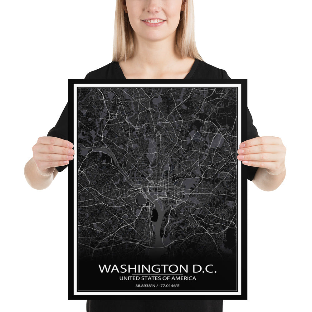 Washington, D.C. Black Paper Map