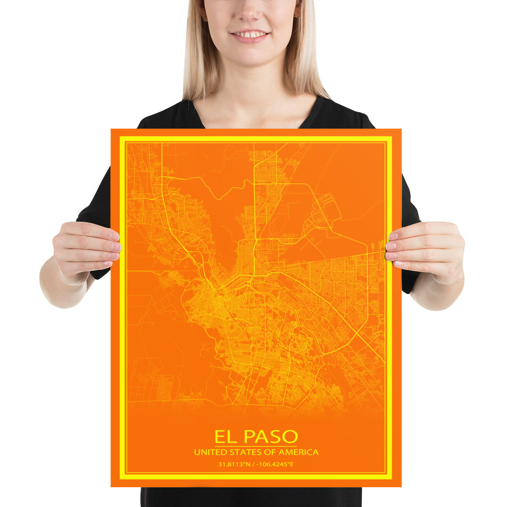 El Paso Orange and Yellow Paper Map