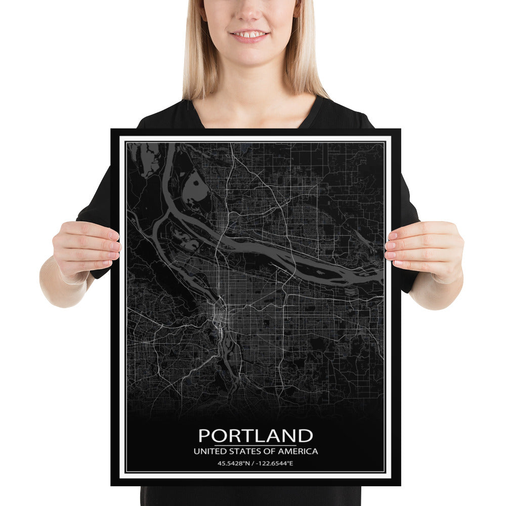 Portland Black Paper Map