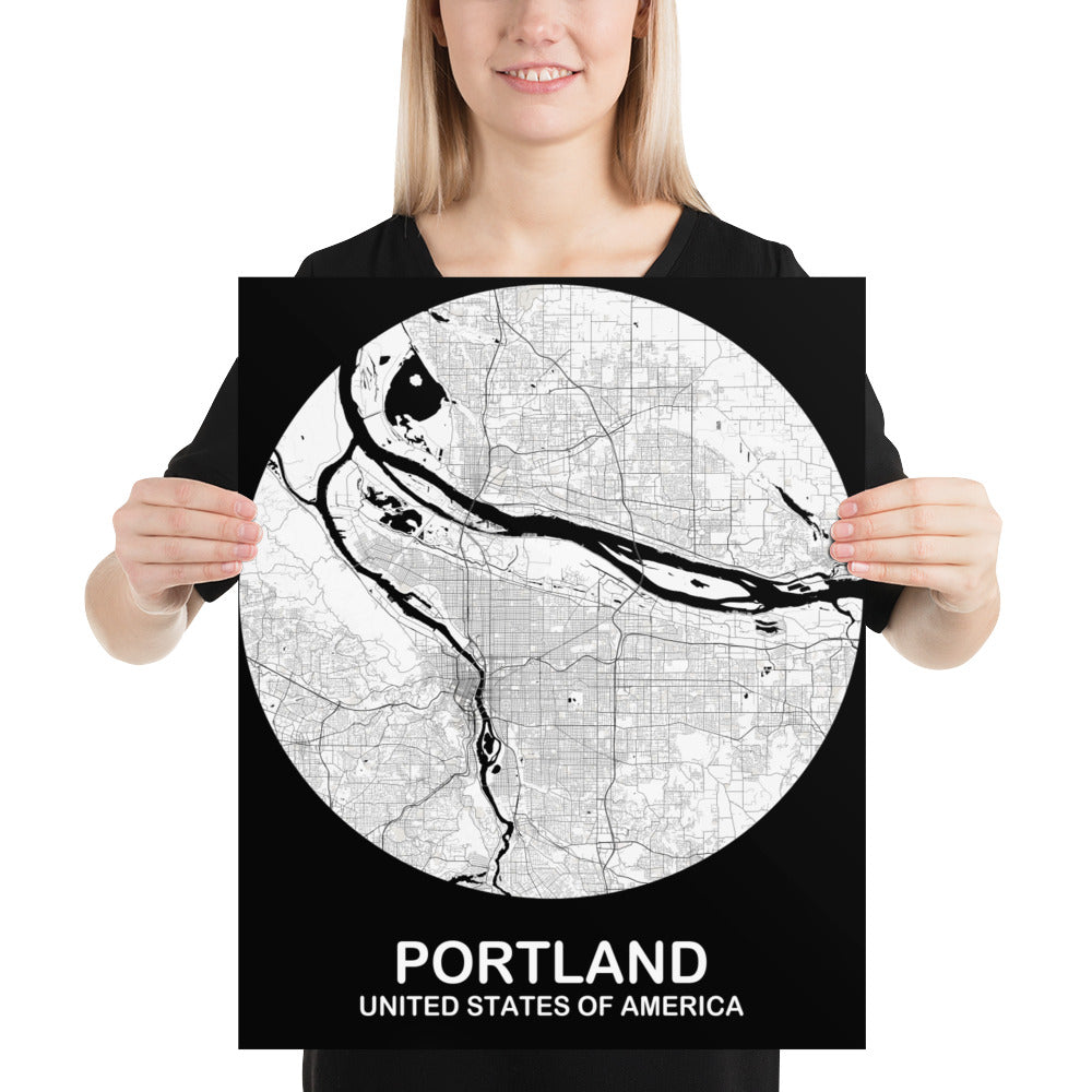 Portland Circular White Paper Map