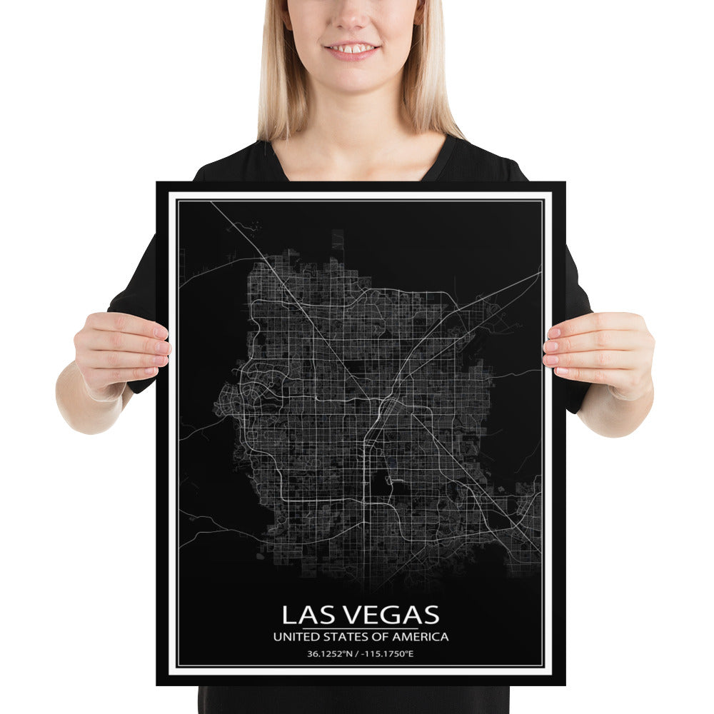 Las Vegas Black Paper Map