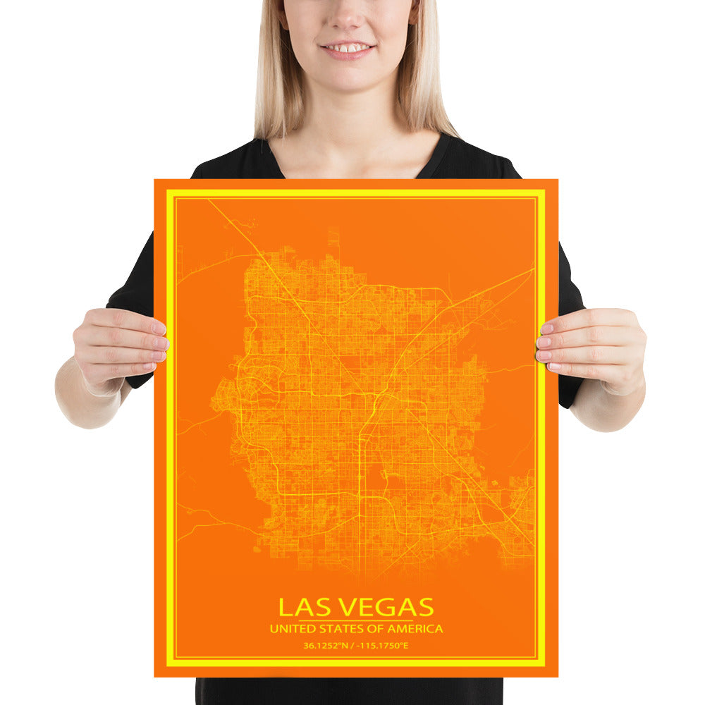 Las Vegas Orange and Yellow Paper Map