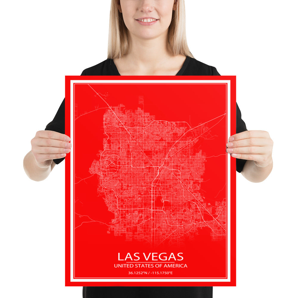 Las Vegas Red and White Paper Map