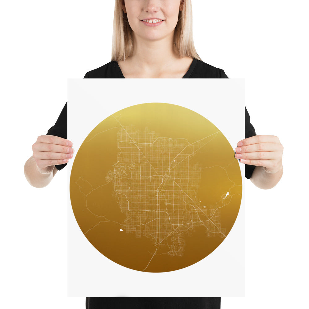 Las Vegas Gold on White Paper Map