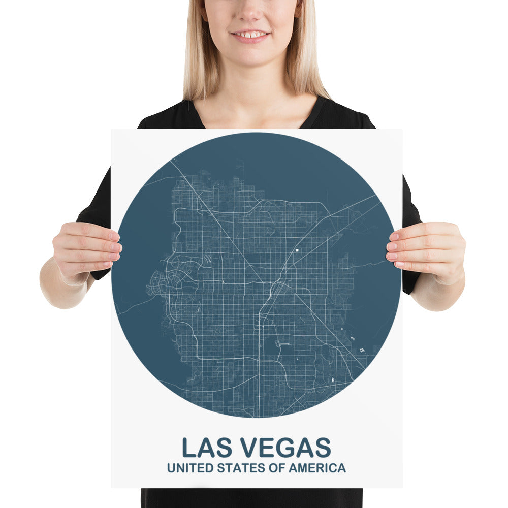 Las Vegas Circular Blue Paper Map