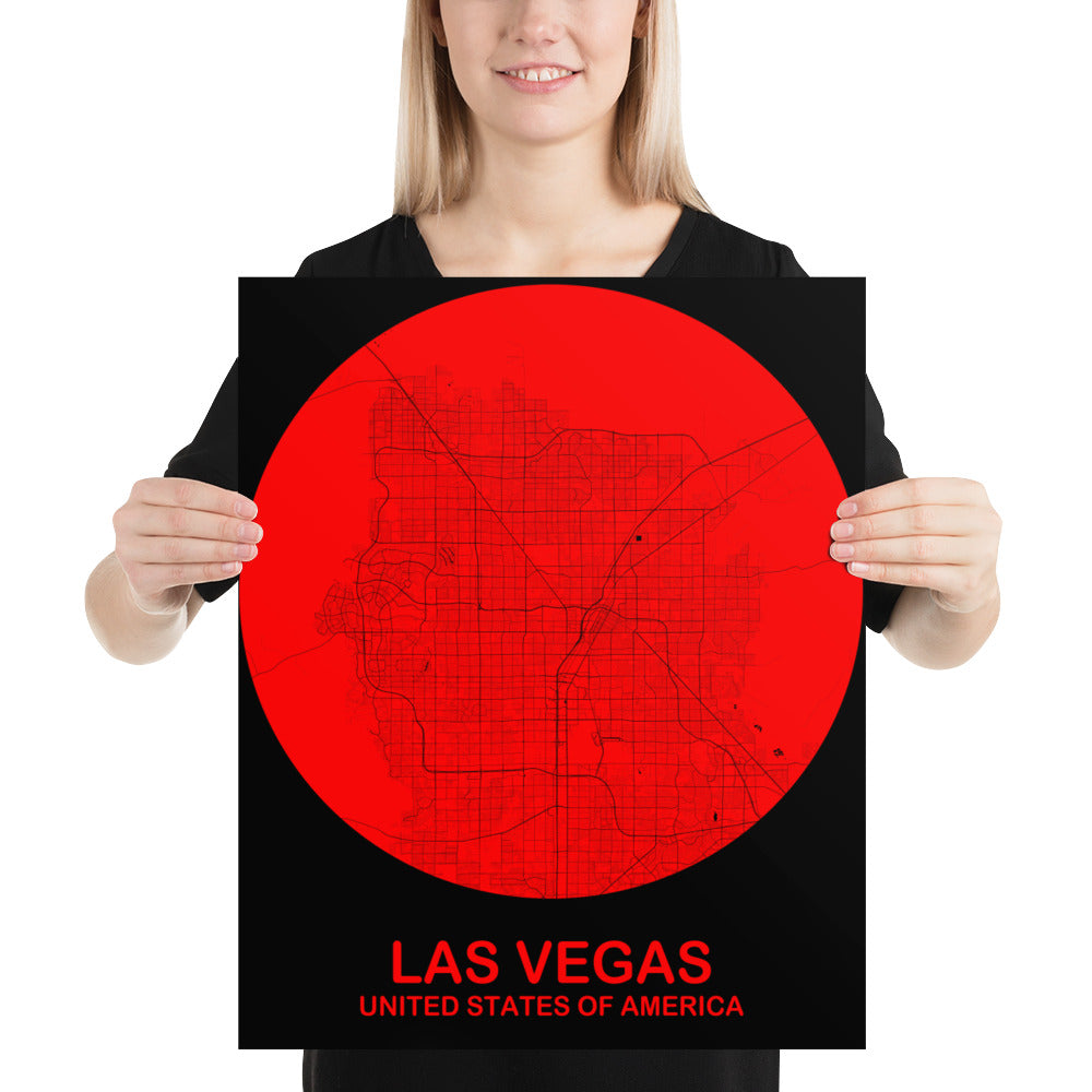 Las Vegas Circular Red Paper Map