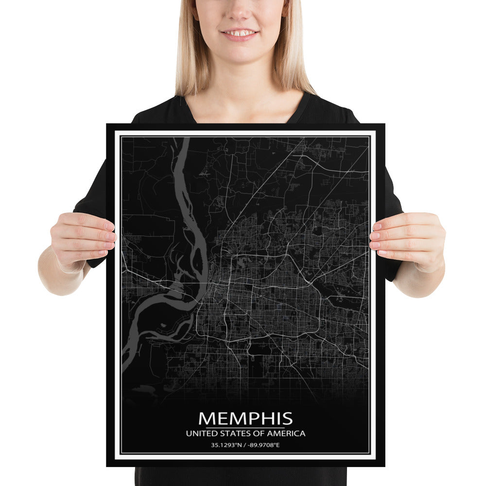 Memphis Black Paper Map