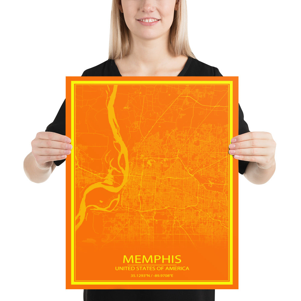 Memphis Orange and Yellow Paper Map