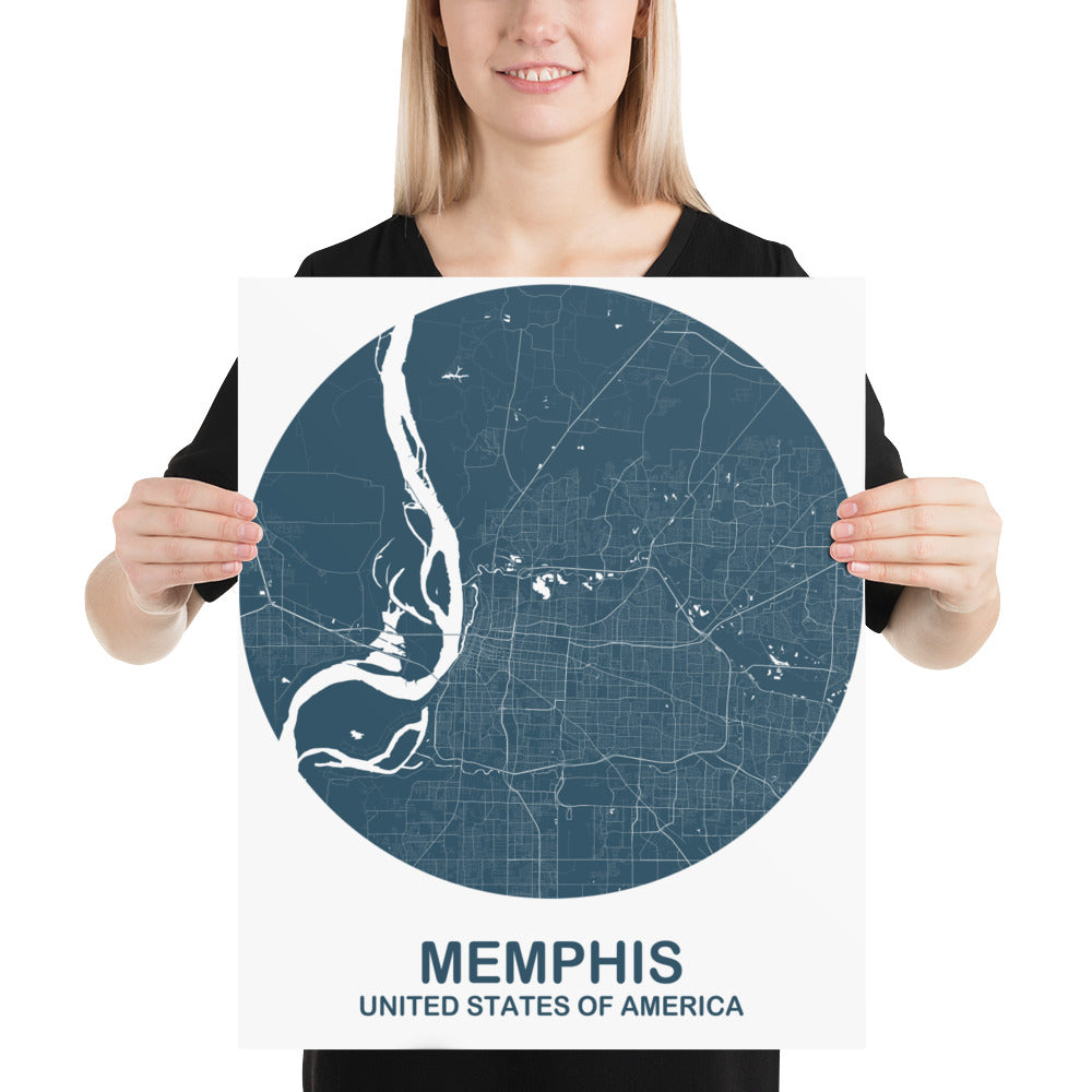 Memphis Circular Blue Paper Map