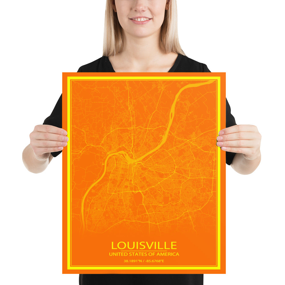 Louisville Orange and Yellow Paper Map