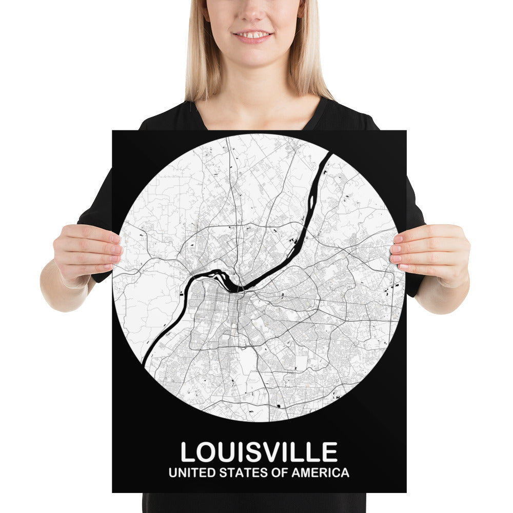 Louisville Circular White Paper Map