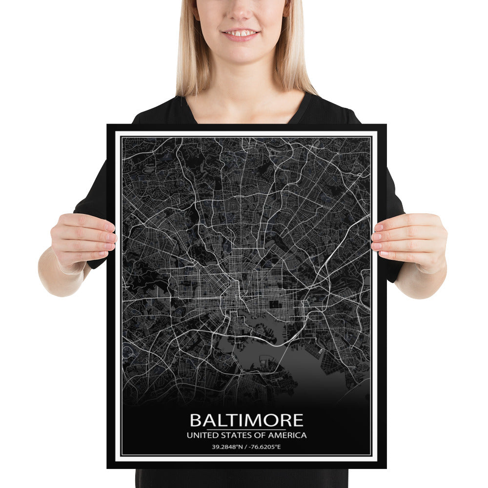 Baltimore Black Paper Map