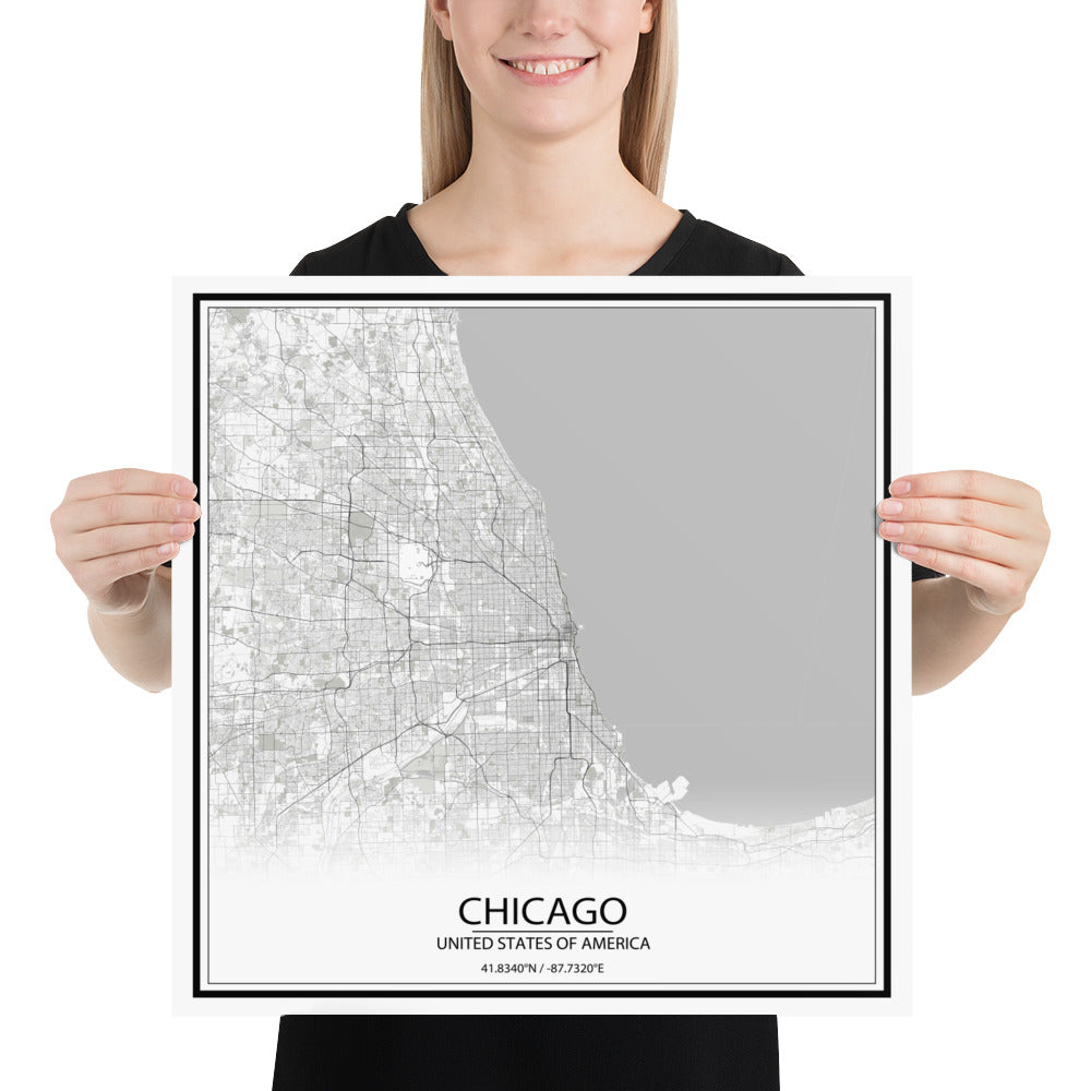 Chicago White Paper Map